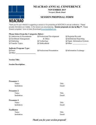 NEACRAO Session Proposal Online Form 2019